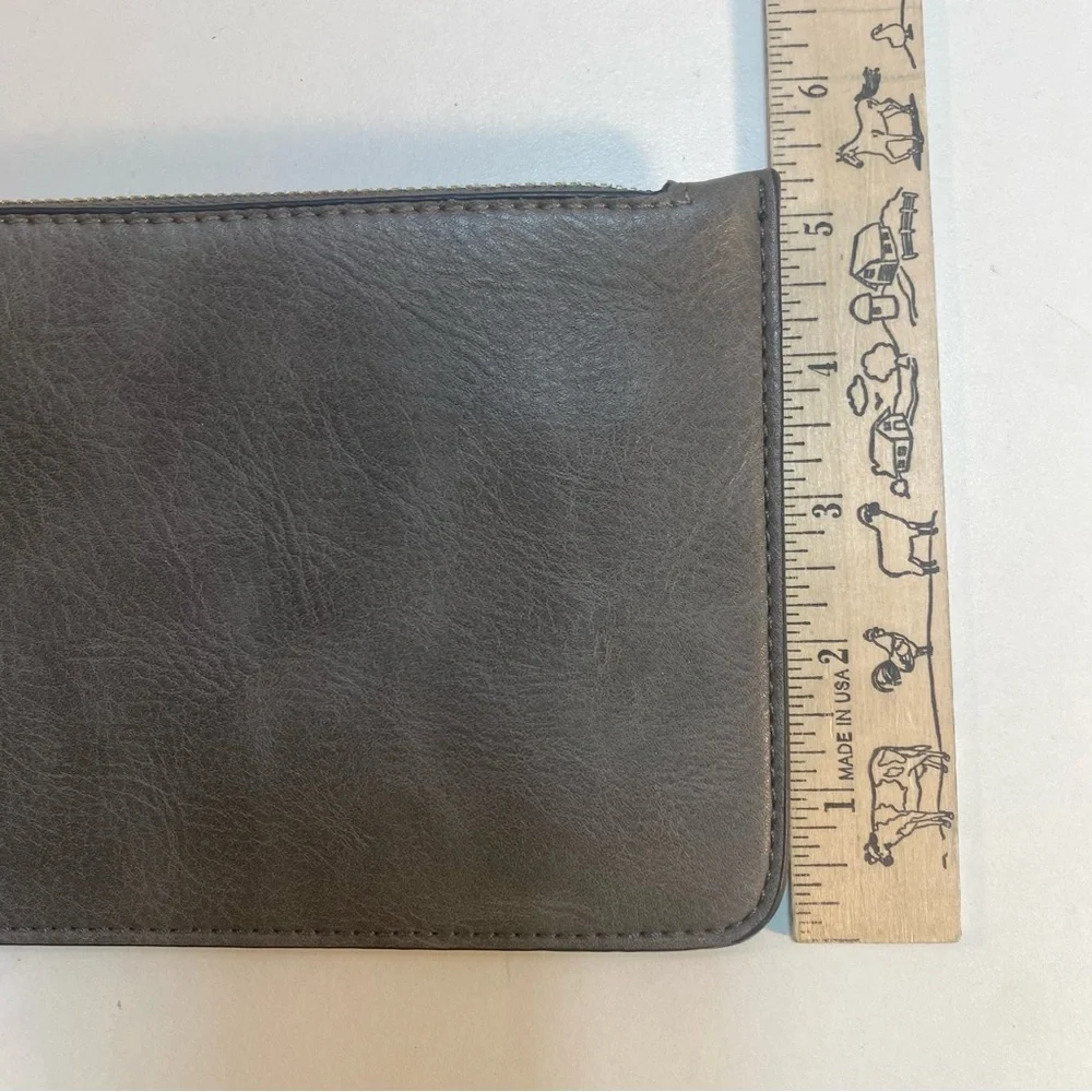 Melie Bianco Gray Faux Leather Convertible 3 Way Crossbody Wristlet‎ Purse Bag